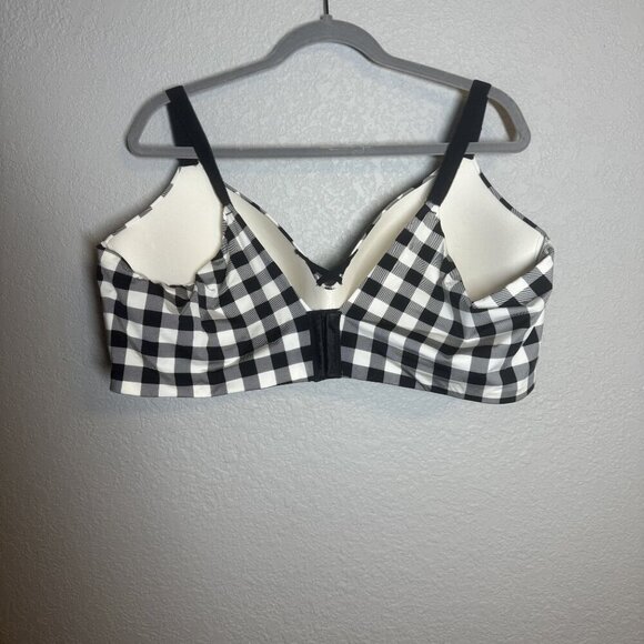 Torrid Curve Black & White Checkered Wireless Lightly Lined Bra 48D Adjustable S - Picture 3 of 6